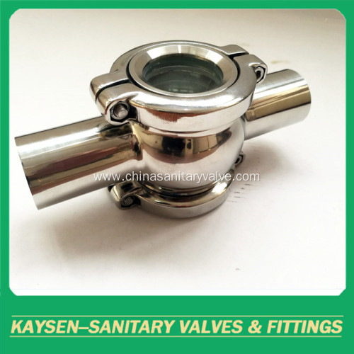 Sanitary sight glass four part welding end cross